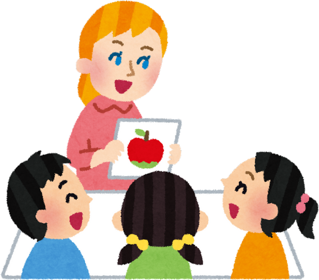 Illustration of an English Class for Children with a Female Teacher